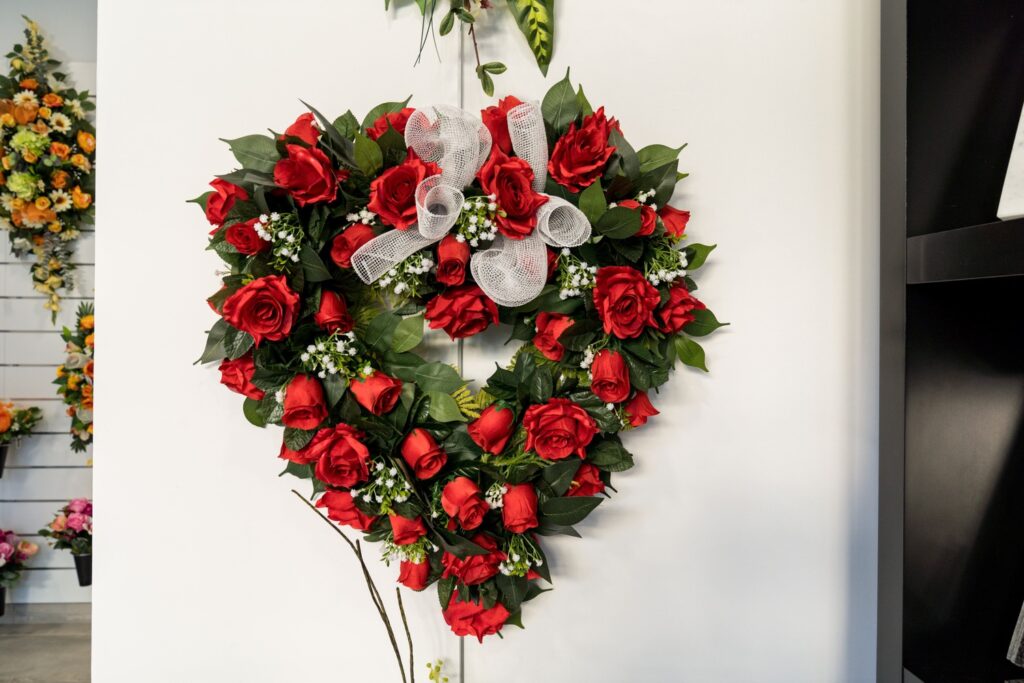 bouquet de fleurs rouge coeur